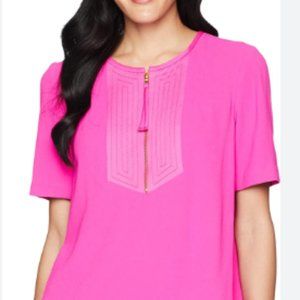 Trina Turk Women's Florene Carmel Crepe Zipper Top in Pink